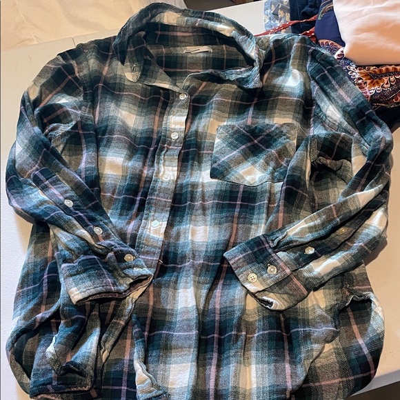 Sonoma Tops - Sonoma Green and Pink Plaid Shirt
